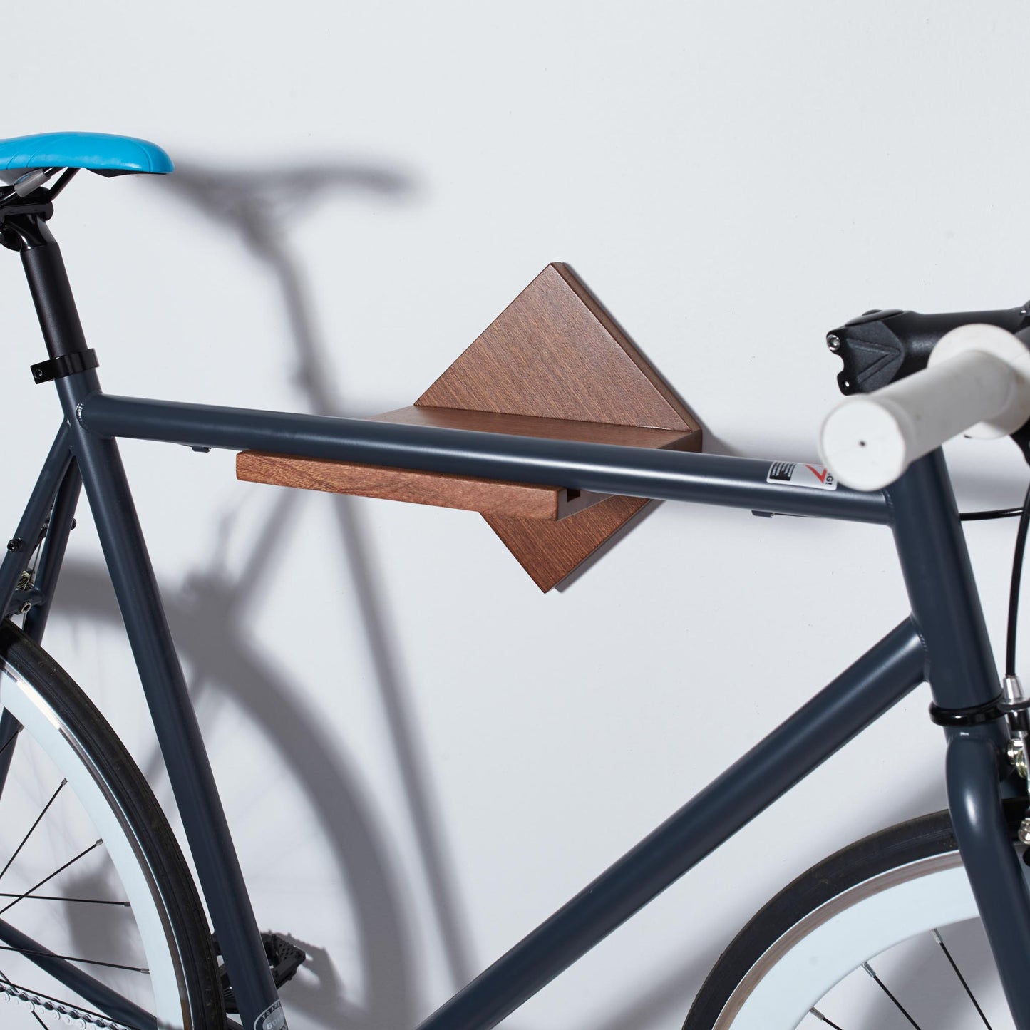 Minimalist Bike Shelf in Mahogany