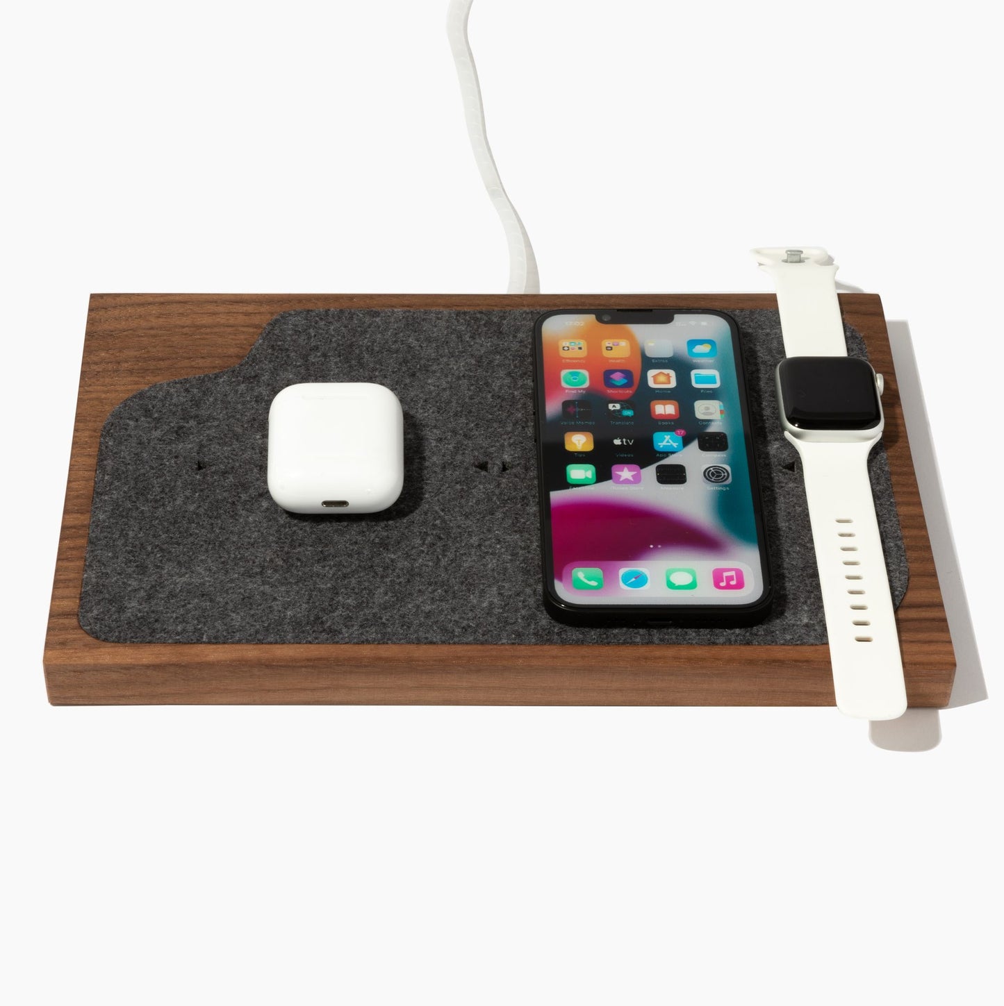 Customizable Docking Station for 1-4 Devices in Walnut