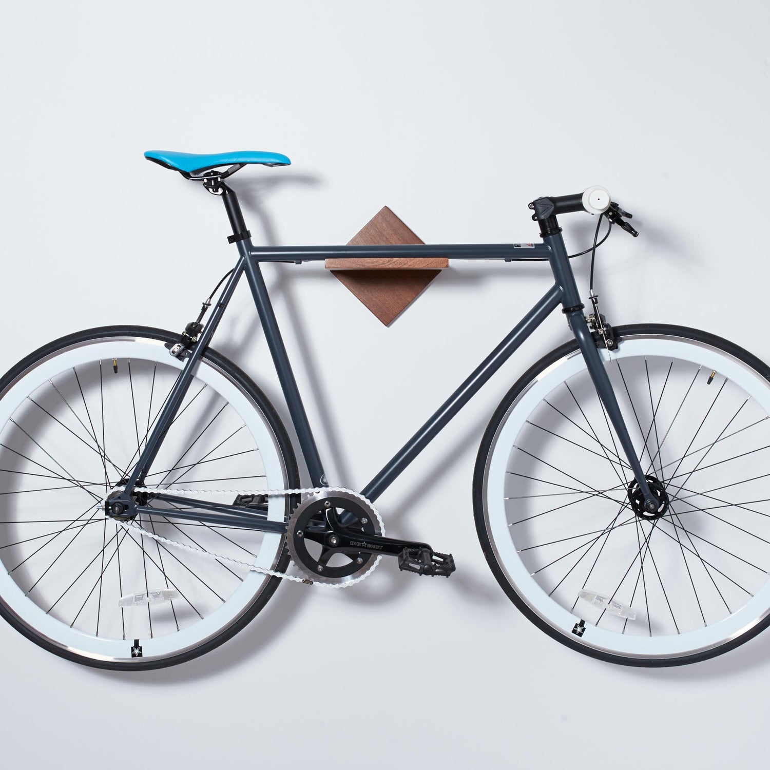 Minimalist Bike Shelf in Mahogany