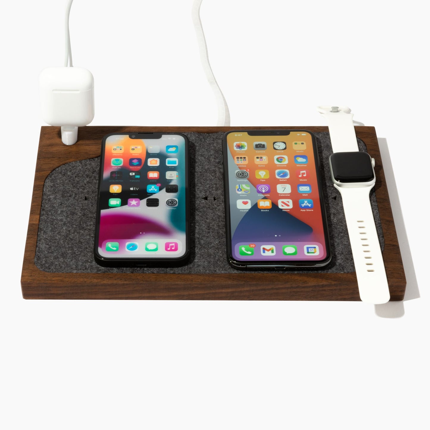Customizable Docking Station for 1-4 Devices in Walnut