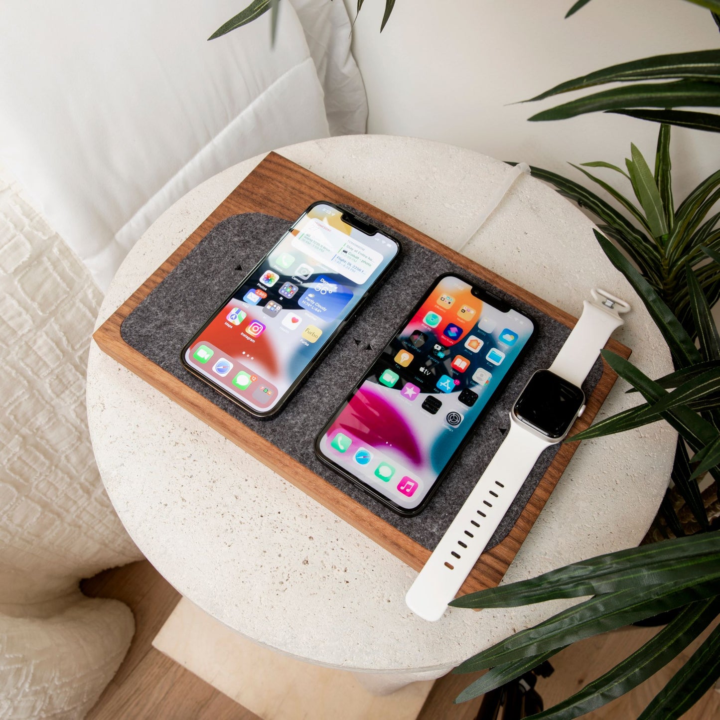 Customizable Docking Station for 1-4 Devices in Walnut