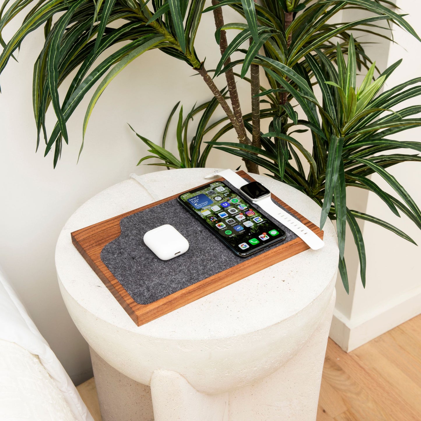 Customizable Docking Station for 1-4 Devices in Walnut
